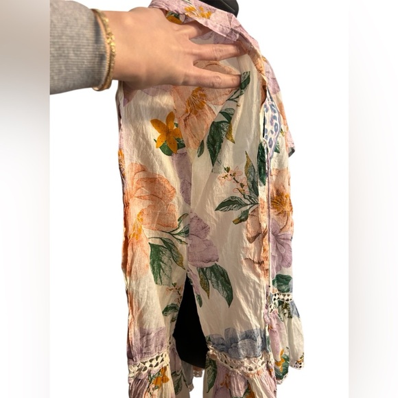 Z&L floral bathing suit coverup or dress with tassels - Picture 6 of 12